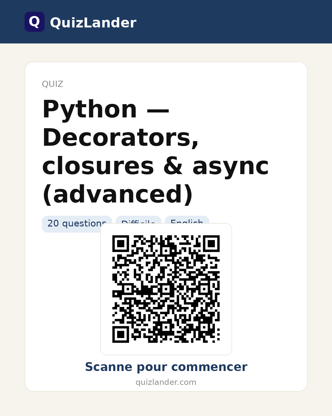 Carte de partage pour Python — Decorators, closures & async (advanced)