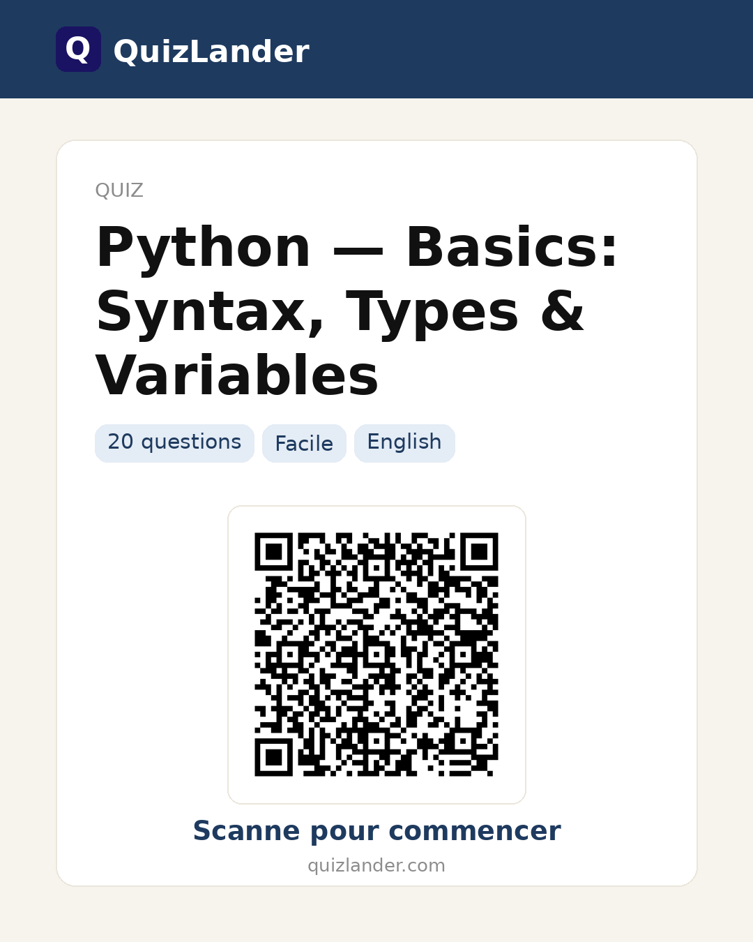 Carte de partage pour Python — Basics: Syntax, Types & Variables
