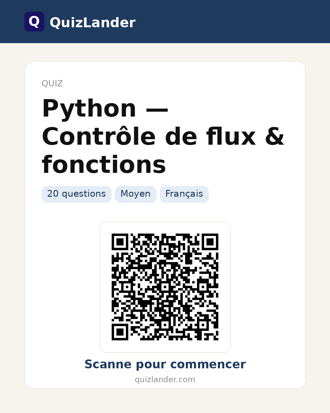 Carte de partage pour Python — Contrôle de flux & fonctions