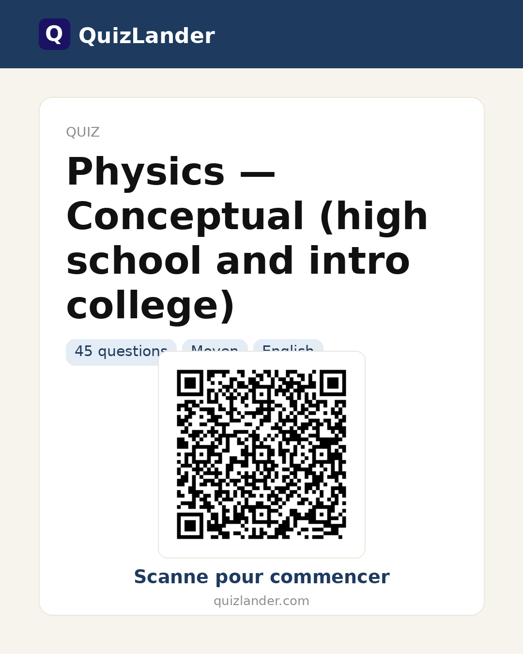 Carte de partage pour Physics — Conceptual (high school and intro college)