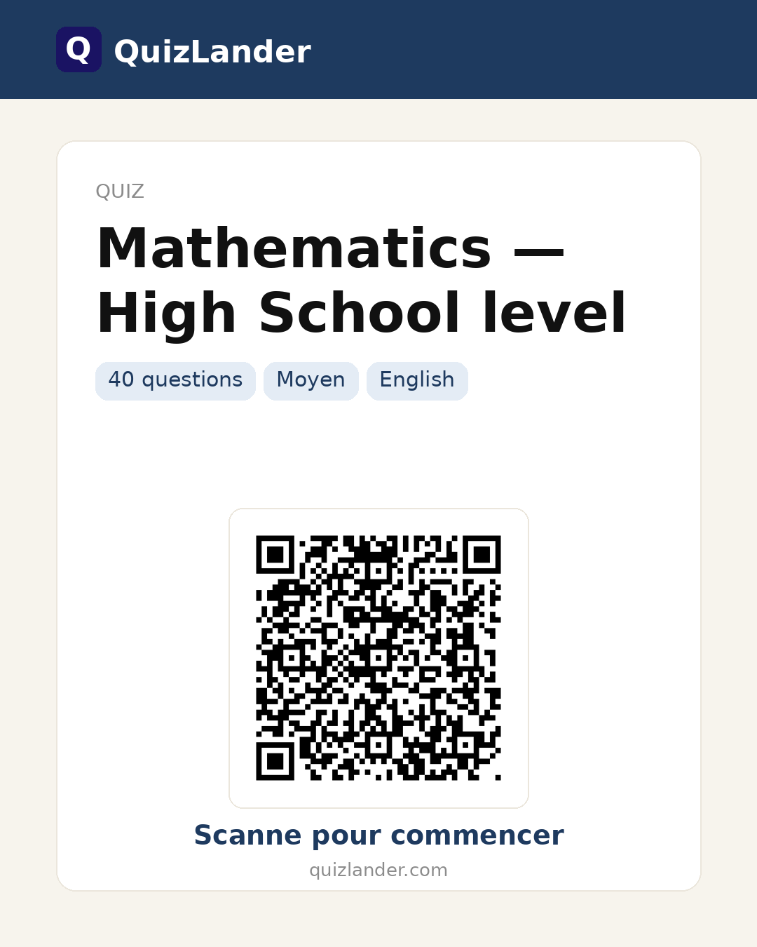 Carte de partage pour Mathematics — High School level