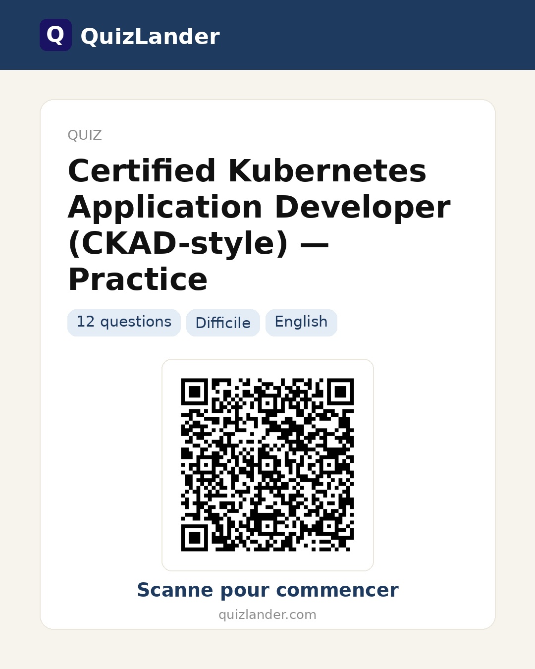 Carte de partage pour Certified Kubernetes Application Developer (CKAD-style) — Practice