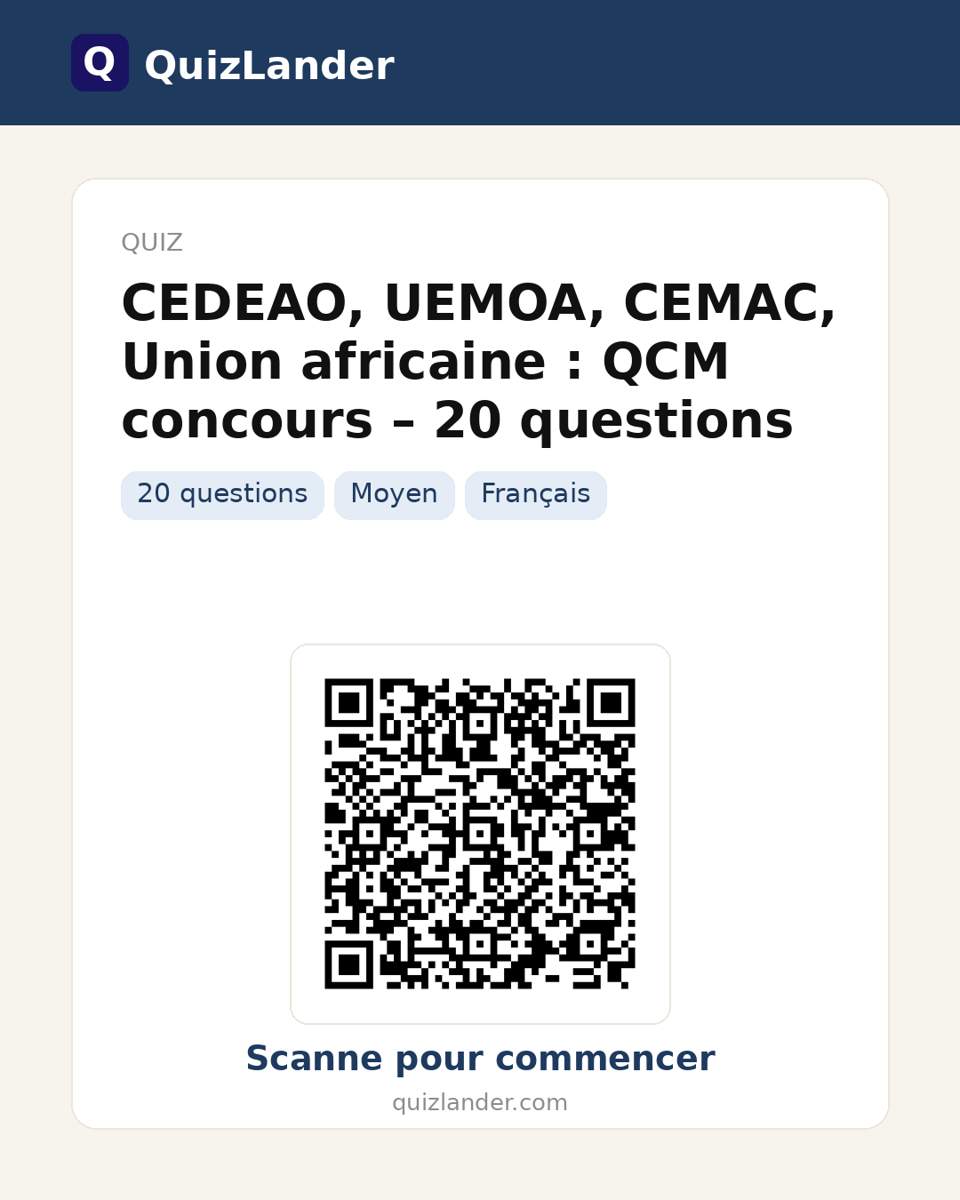 Carte de partage pour CEDEAO, UEMOA, CEMAC, Union africaine : QCM concours – 20 questions