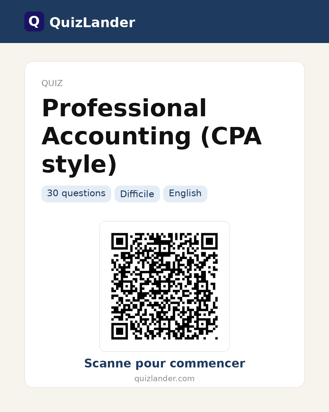 Carte de partage pour Professional Accounting (CPA style)