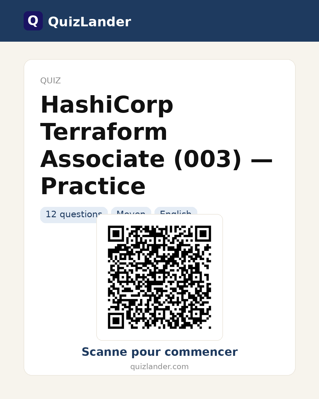 Carte de partage pour HashiCorp Terraform Associate (003) — Practice