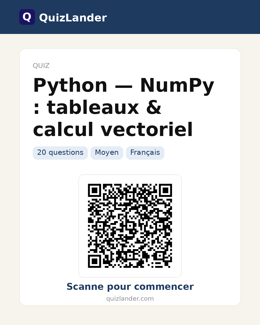 Carte de partage pour Python — NumPy : tableaux & calcul vectoriel