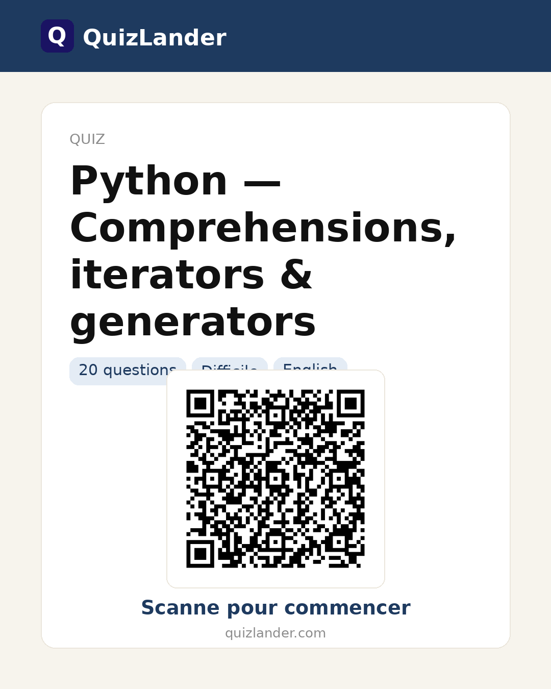 Carte de partage pour Python — Comprehensions, iterators & generators
