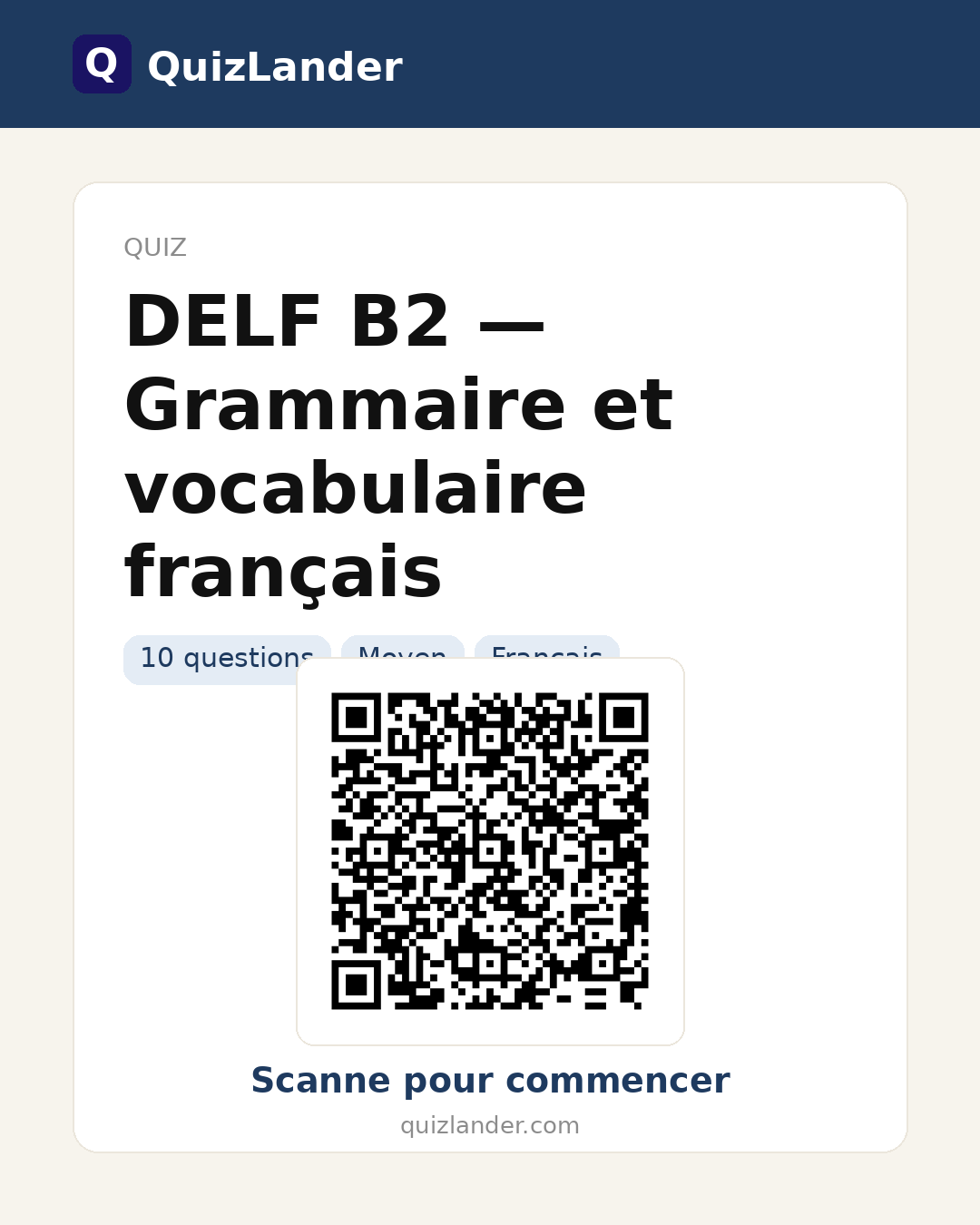 Carte de partage pour DELF B2 — Grammaire et vocabulaire français