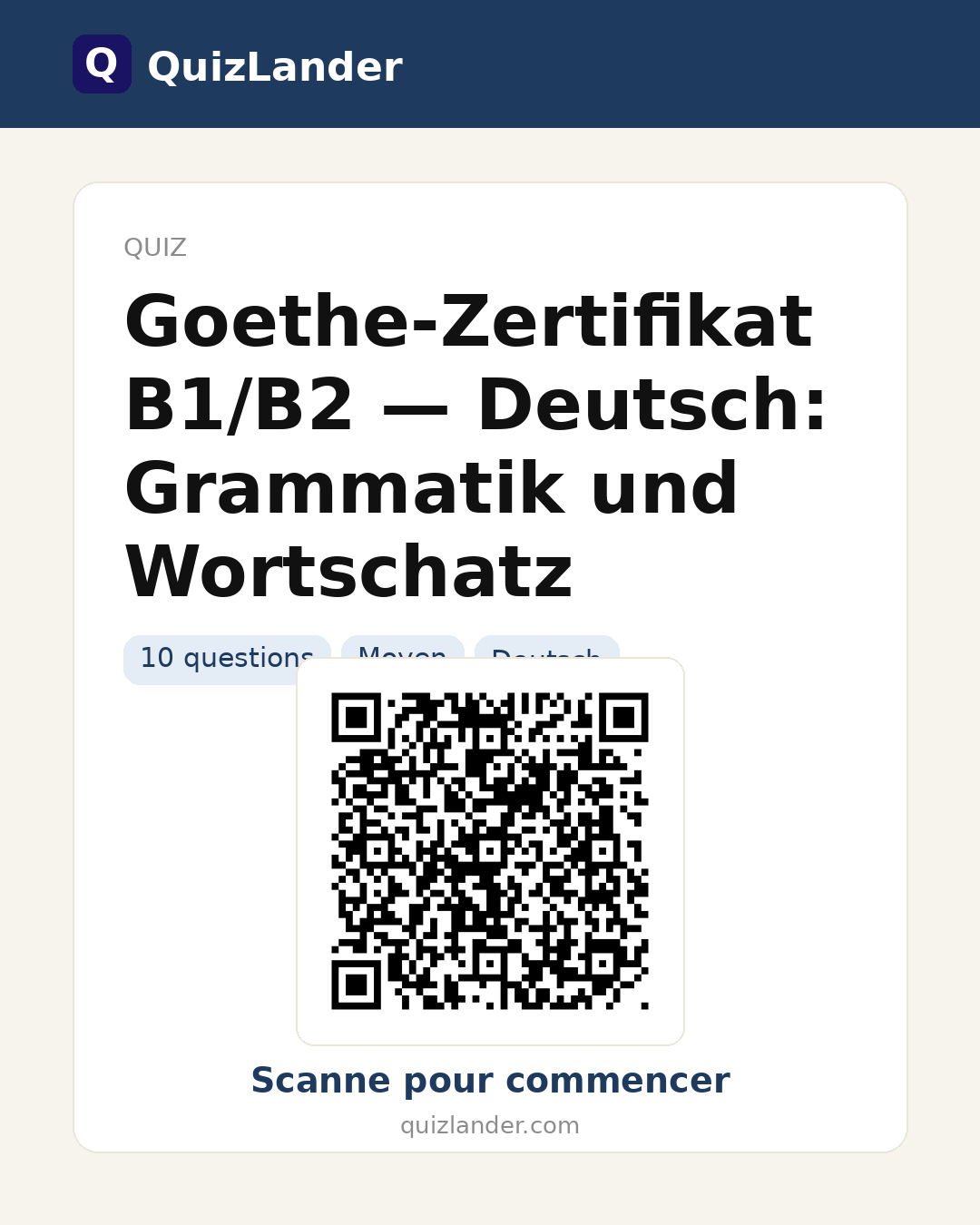 Carte de partage pour Goethe-Zertifikat B1/B2 — Deutsch: Grammatik und Wortschatz