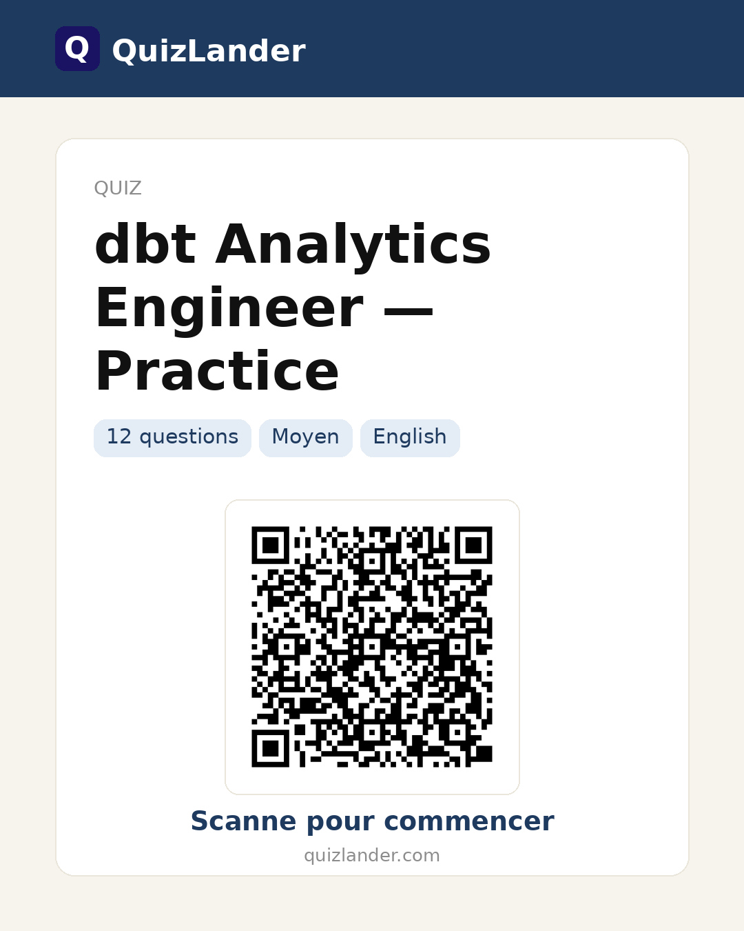 Carte de partage pour dbt Analytics Engineer — Practice