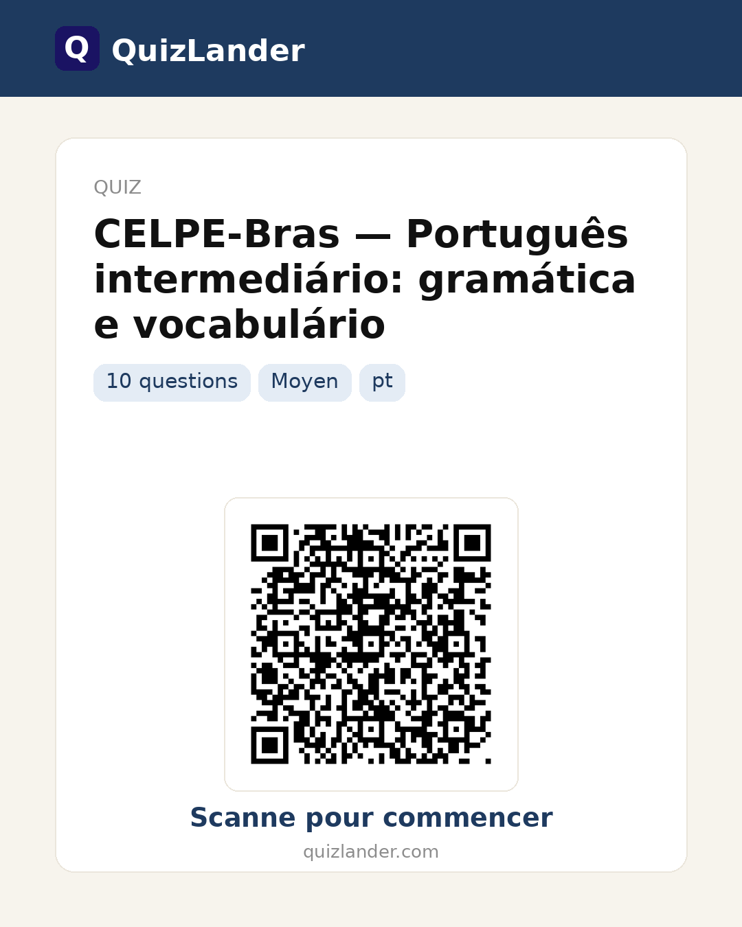 Carte de partage pour CELPE-Bras — Português intermediário: gramática e vocabulário