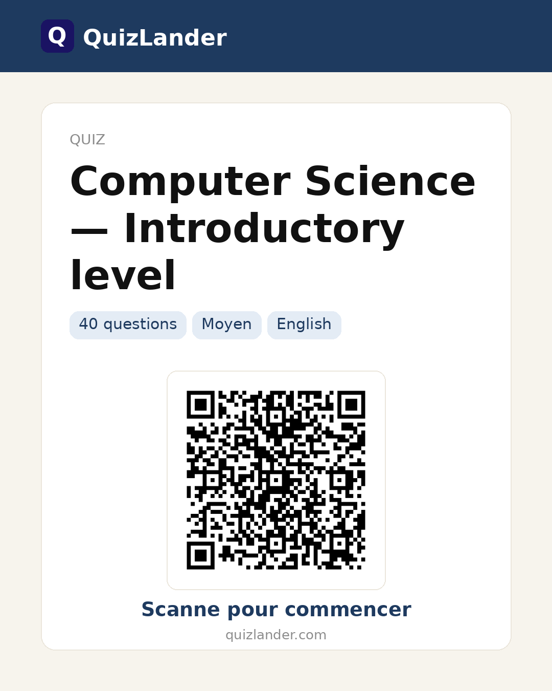 Carte de partage pour Computer Science — Introductory level