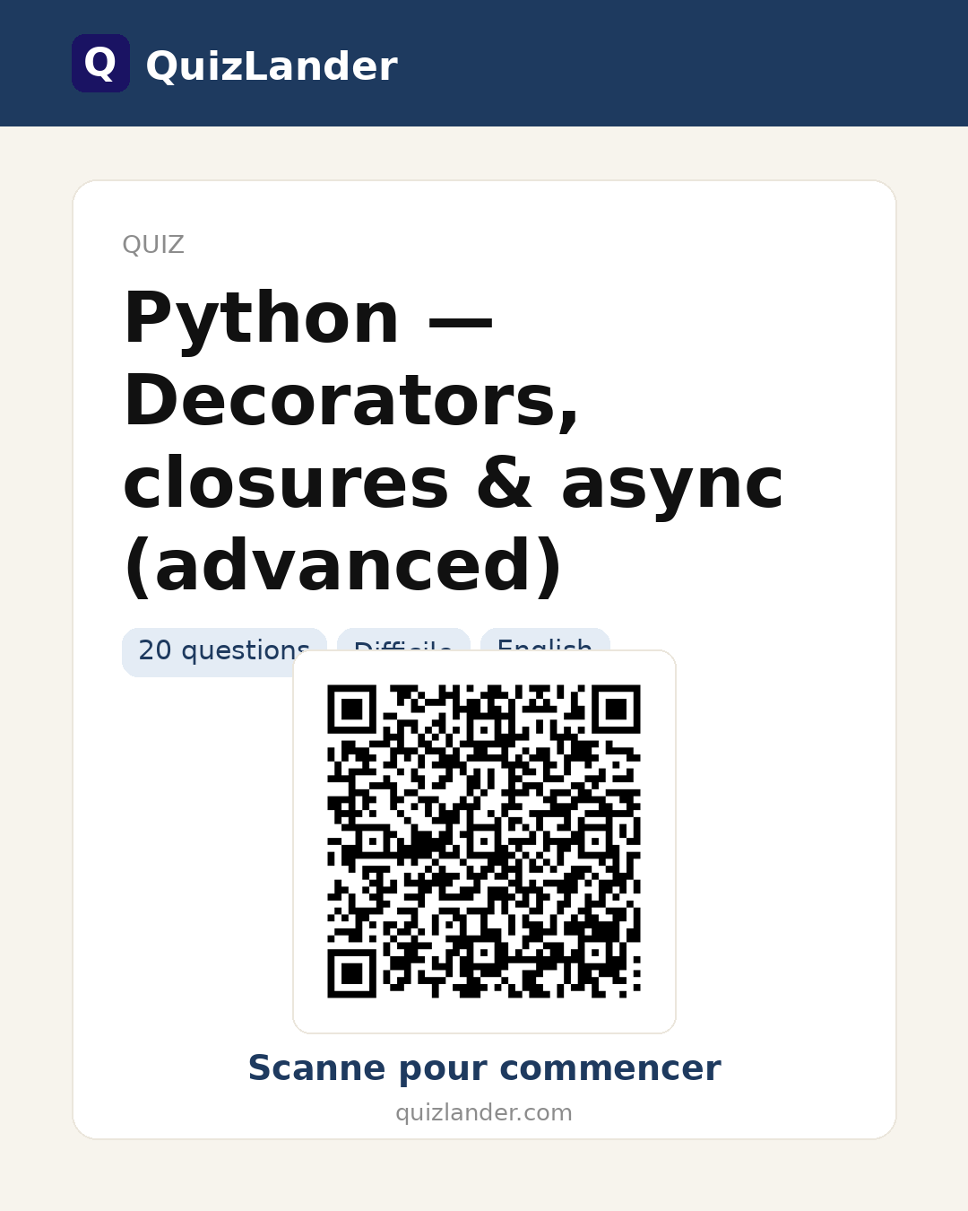 Carte de partage pour Python — Decorators, closures & async (advanced)