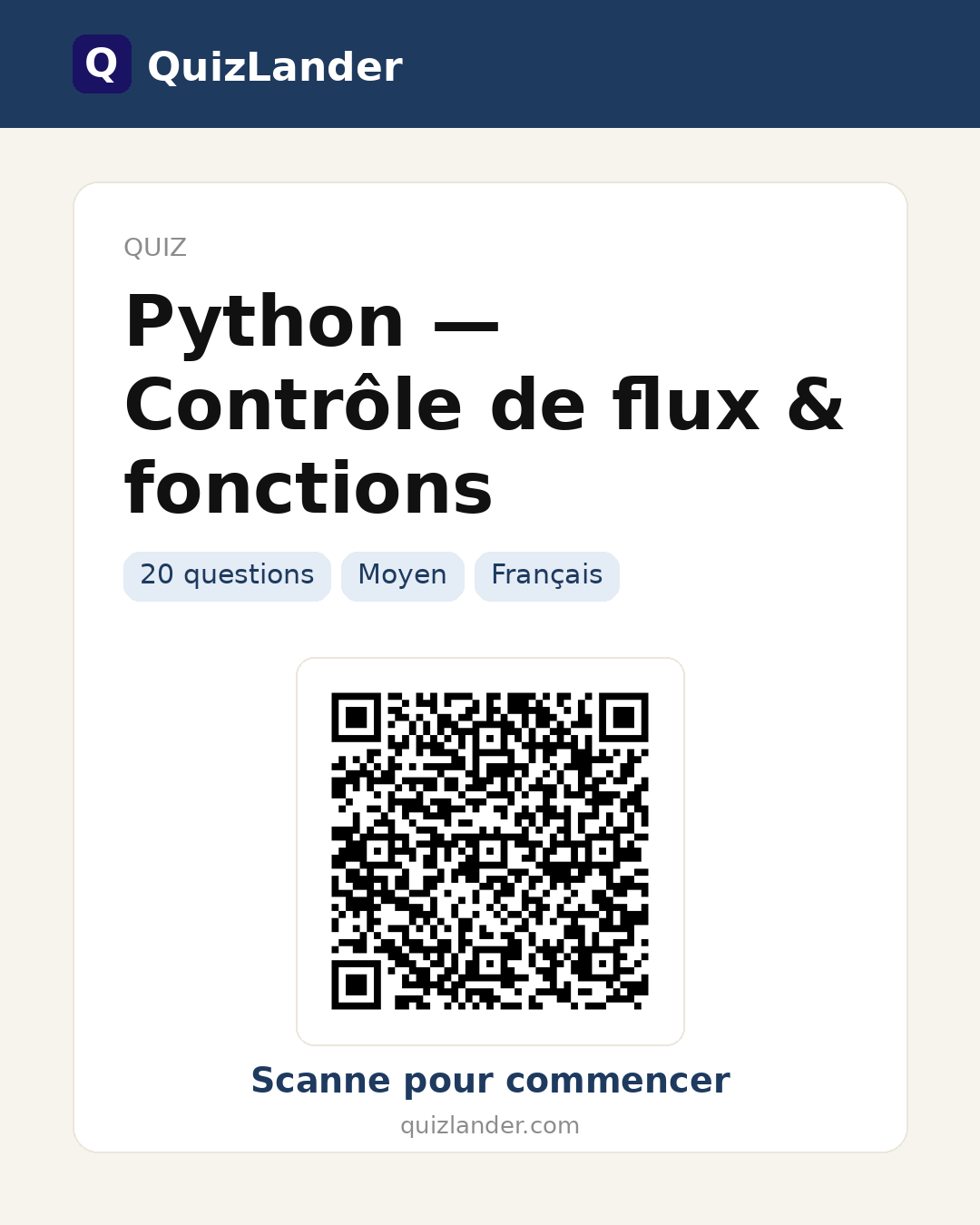 Carte de partage pour Python — Contrôle de flux & fonctions
