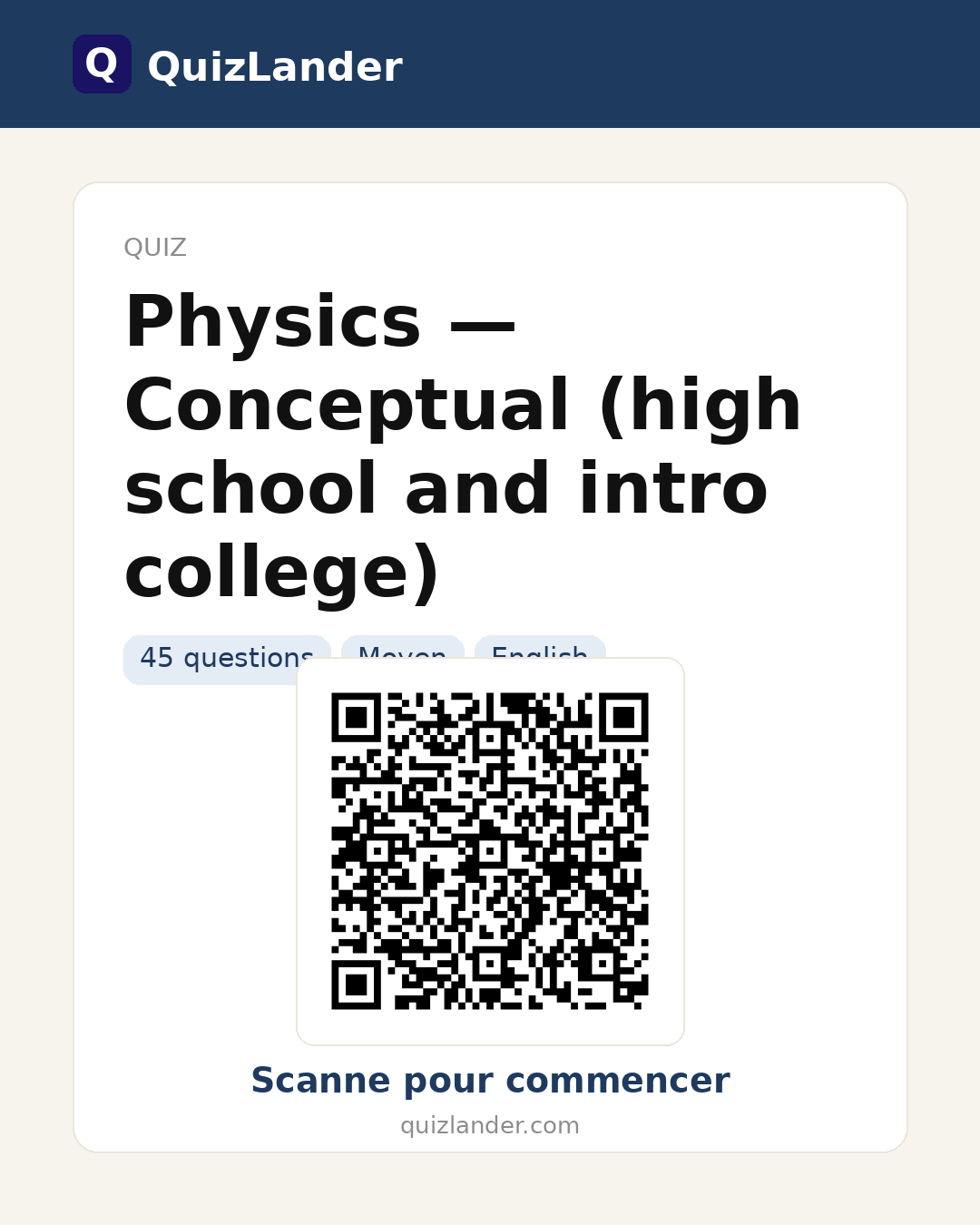 Carte de partage pour Physics — Conceptual (high school and intro college)
