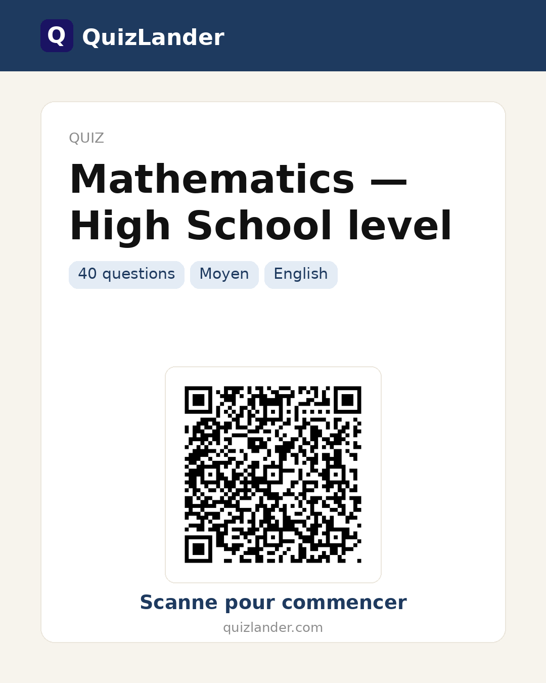 Carte de partage pour Mathematics — High School level
