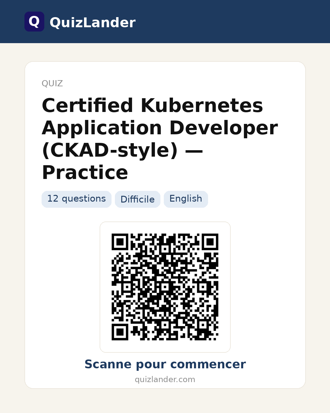Carte de partage pour Certified Kubernetes Application Developer (CKAD-style) — Practice