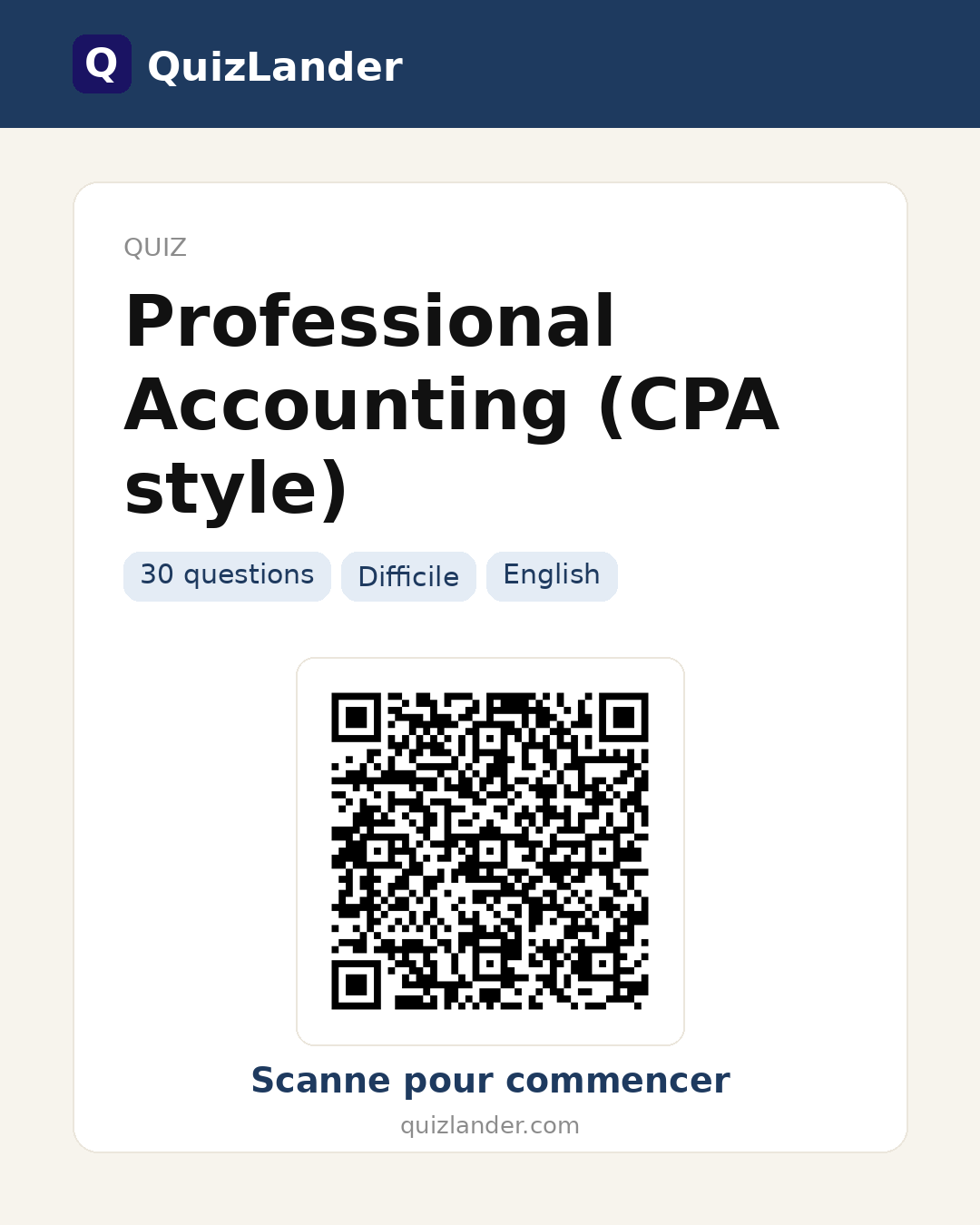 Carte de partage pour Professional Accounting (CPA style)