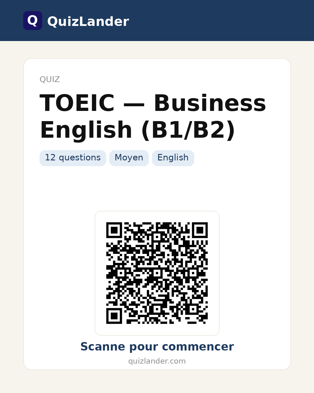 Carte de partage pour TOEIC — Business English (B1/B2)