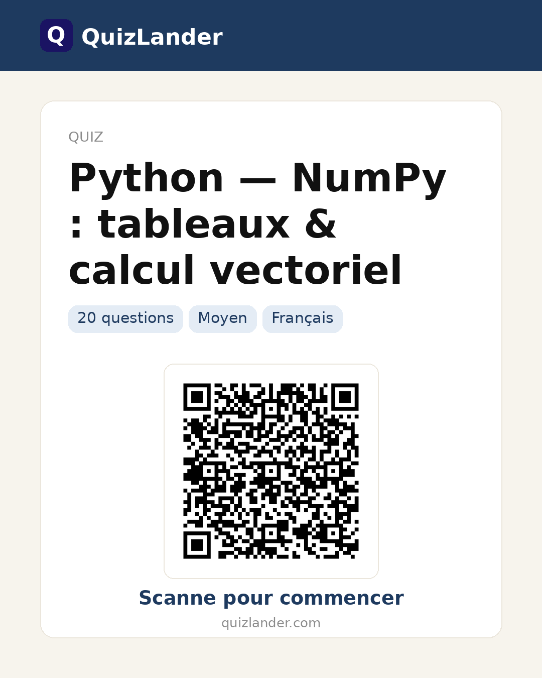 Carte de partage pour Python — NumPy : tableaux & calcul vectoriel