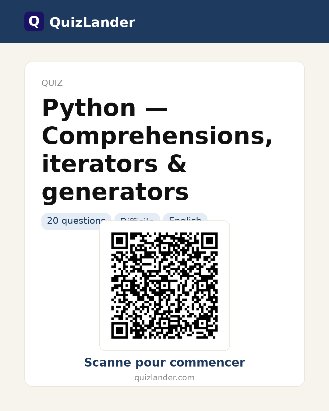 Carte de partage pour Python — Comprehensions, iterators & generators