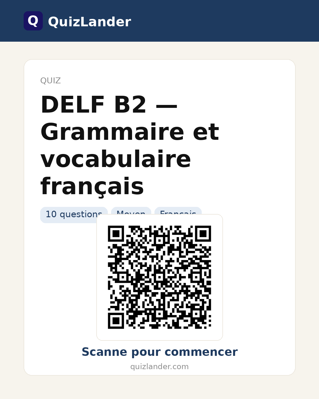 Carte de partage pour DELF B2 — Grammaire et vocabulaire français