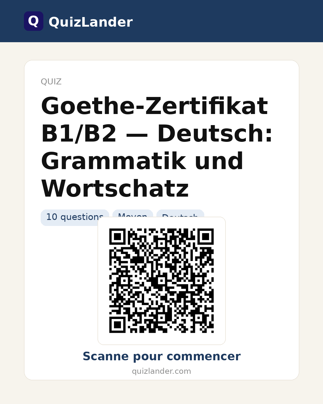 Carte de partage pour Goethe-Zertifikat B1/B2 — Deutsch: Grammatik und Wortschatz