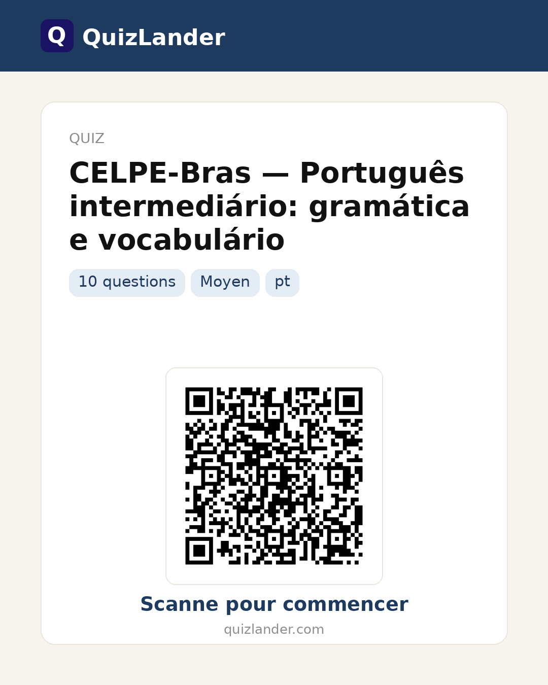 Carte de partage pour CELPE-Bras — Português intermediário: gramática e vocabulário
