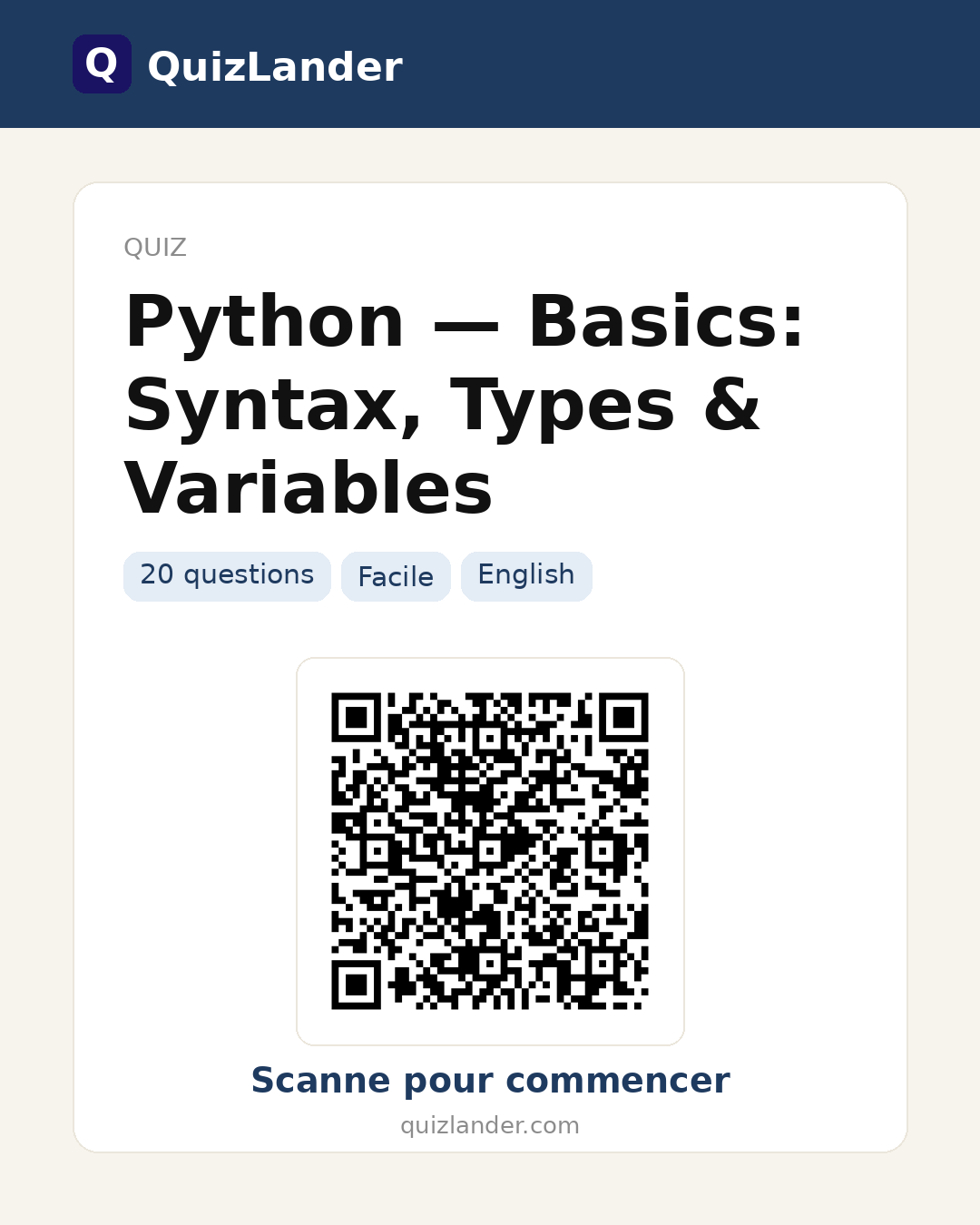 Carte de partage pour Python — Basics: Syntax, Types & Variables
