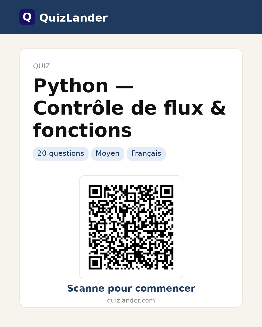 Carte de partage pour Python — Contrôle de flux & fonctions