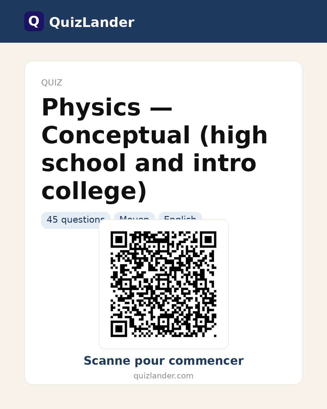 Carte de partage pour Physics — Conceptual (high school and intro college)