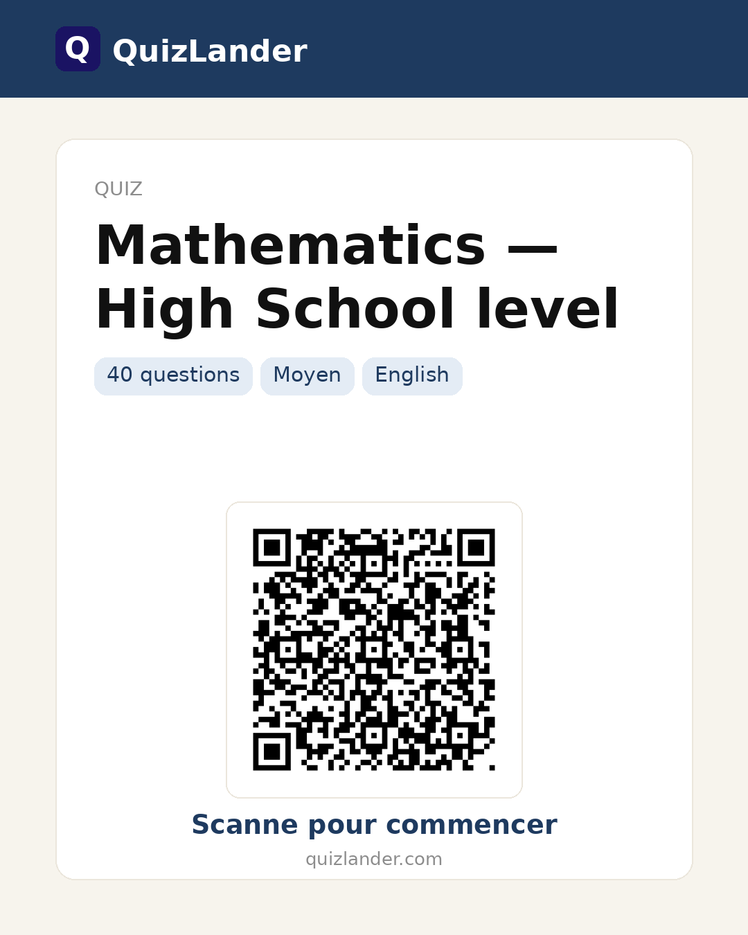 Carte de partage pour Mathematics — High School level
