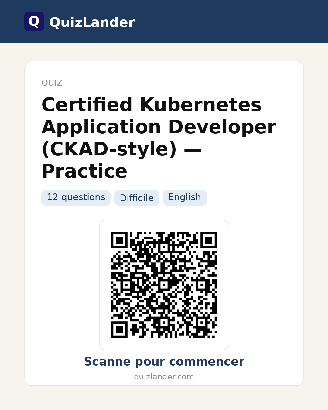 Carte de partage pour Certified Kubernetes Application Developer (CKAD-style) — Practice