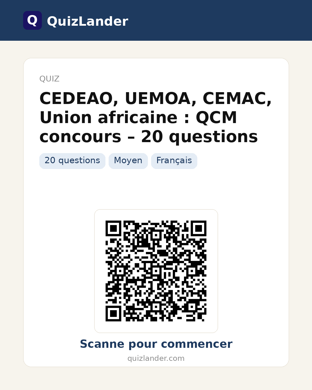Carte de partage pour CEDEAO, UEMOA, CEMAC, Union africaine : QCM concours – 20 questions