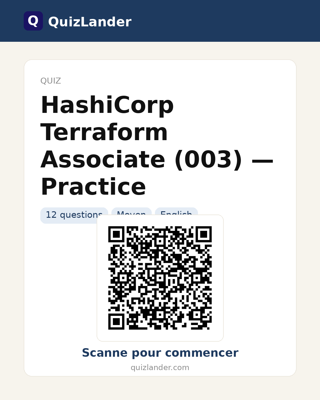 Carte de partage pour HashiCorp Terraform Associate (003) — Practice