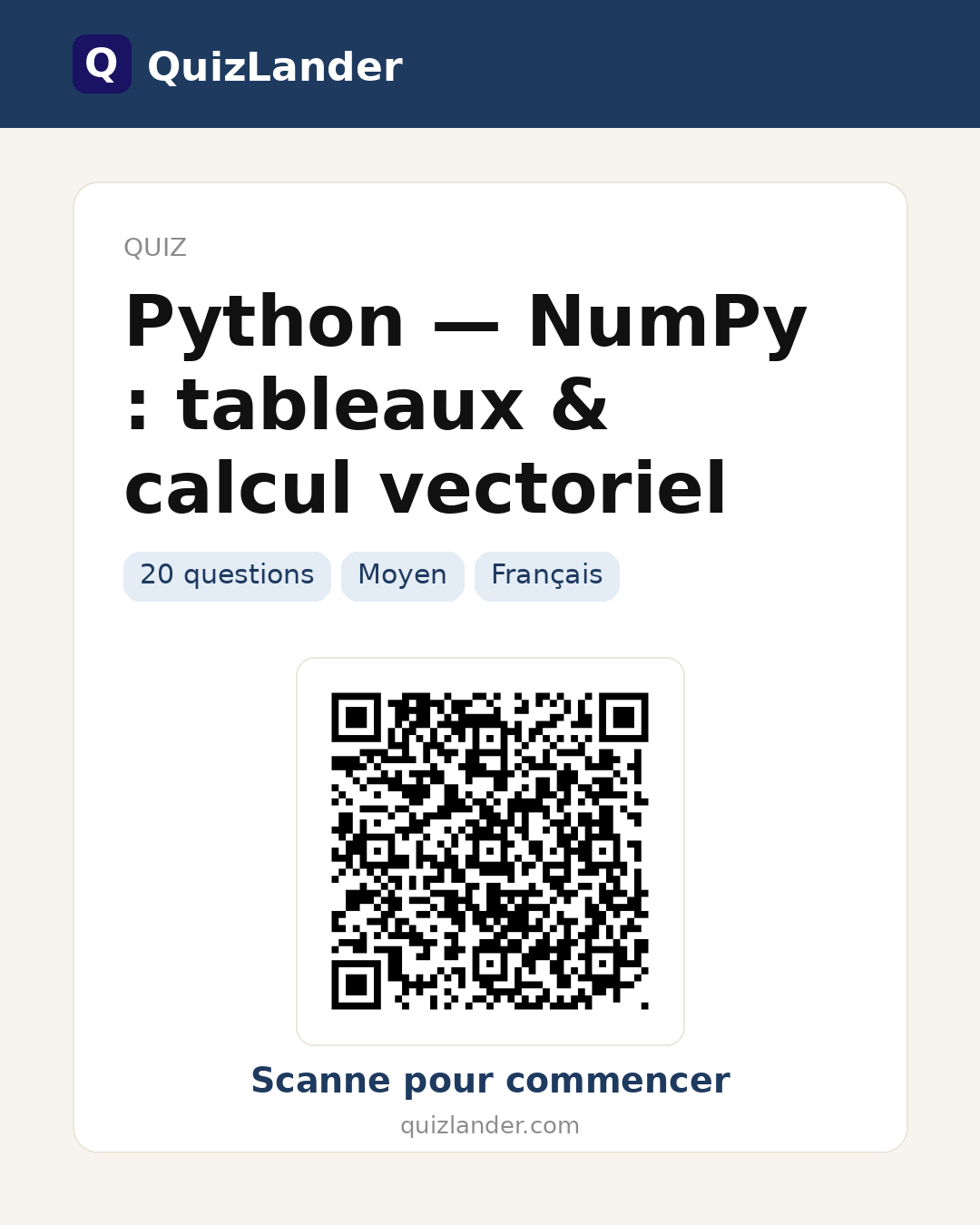Carte de partage pour Python — NumPy : tableaux & calcul vectoriel