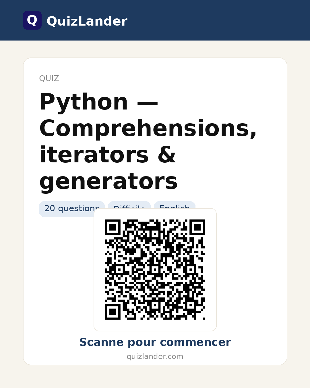 Carte de partage pour Python — Comprehensions, iterators & generators