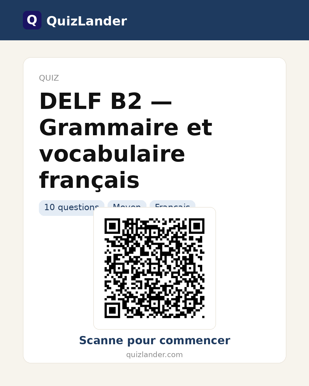 Carte de partage pour DELF B2 — Grammaire et vocabulaire français