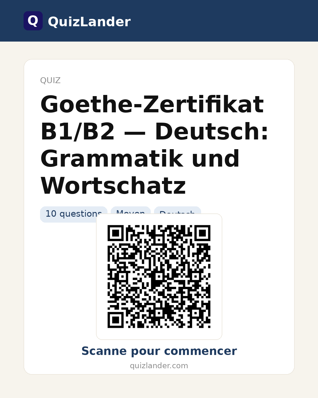 Carte de partage pour Goethe-Zertifikat B1/B2 — Deutsch: Grammatik und Wortschatz