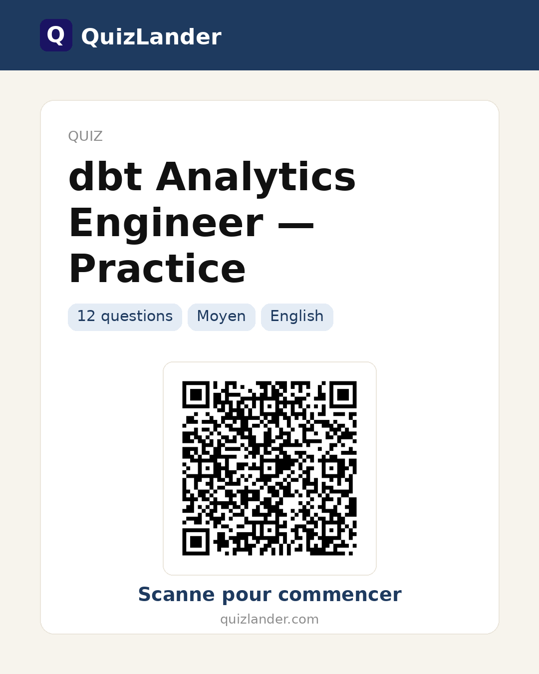 Carte de partage pour dbt Analytics Engineer — Practice
