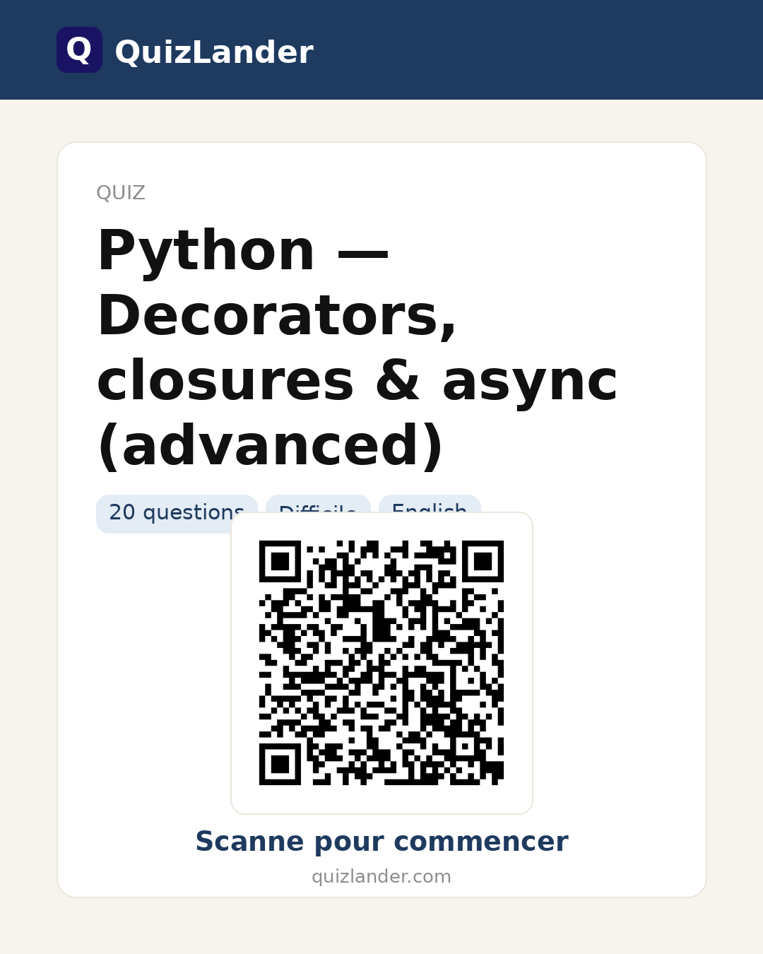 Carte de partage pour Python — Decorators, closures & async (advanced)