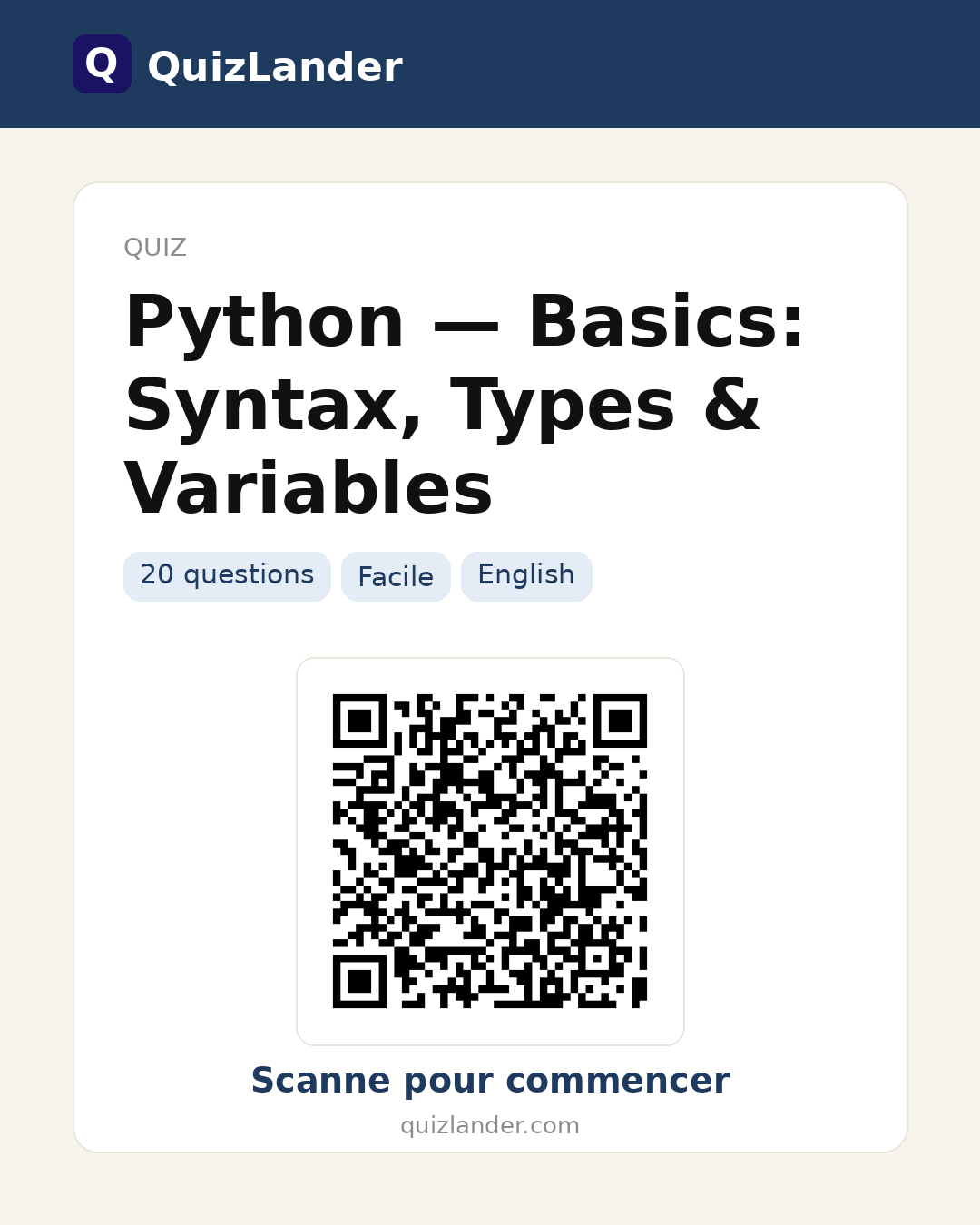Carte de partage pour Python — Basics: Syntax, Types & Variables