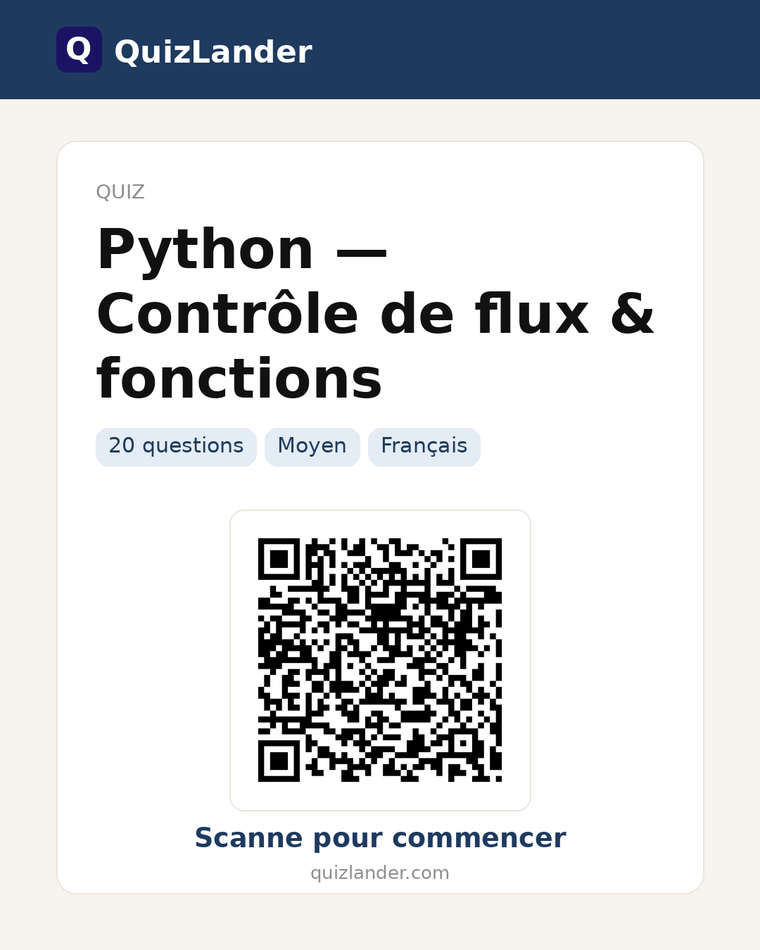 Carte de partage pour Python — Contrôle de flux & fonctions