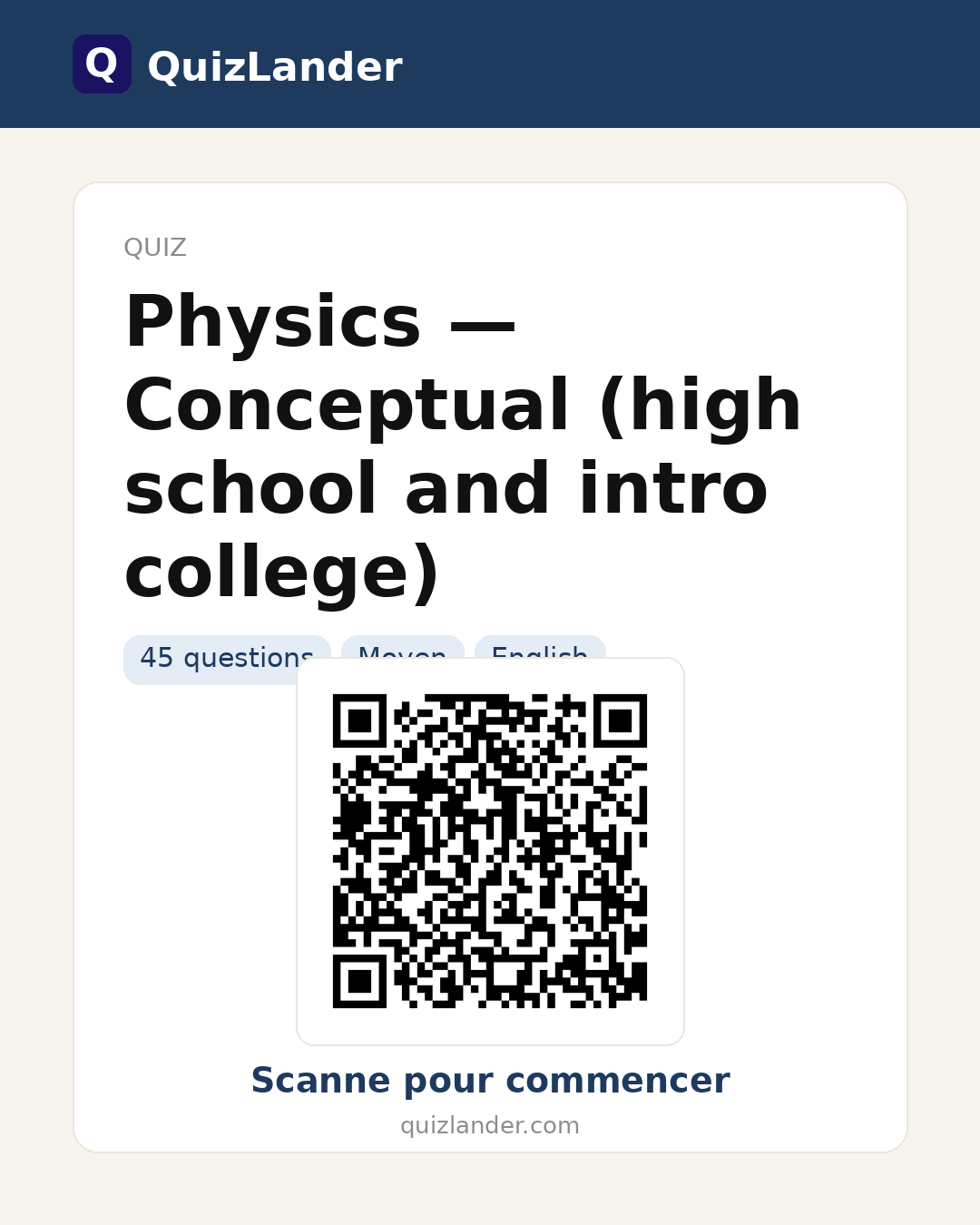 Carte de partage pour Physics — Conceptual (high school and intro college)