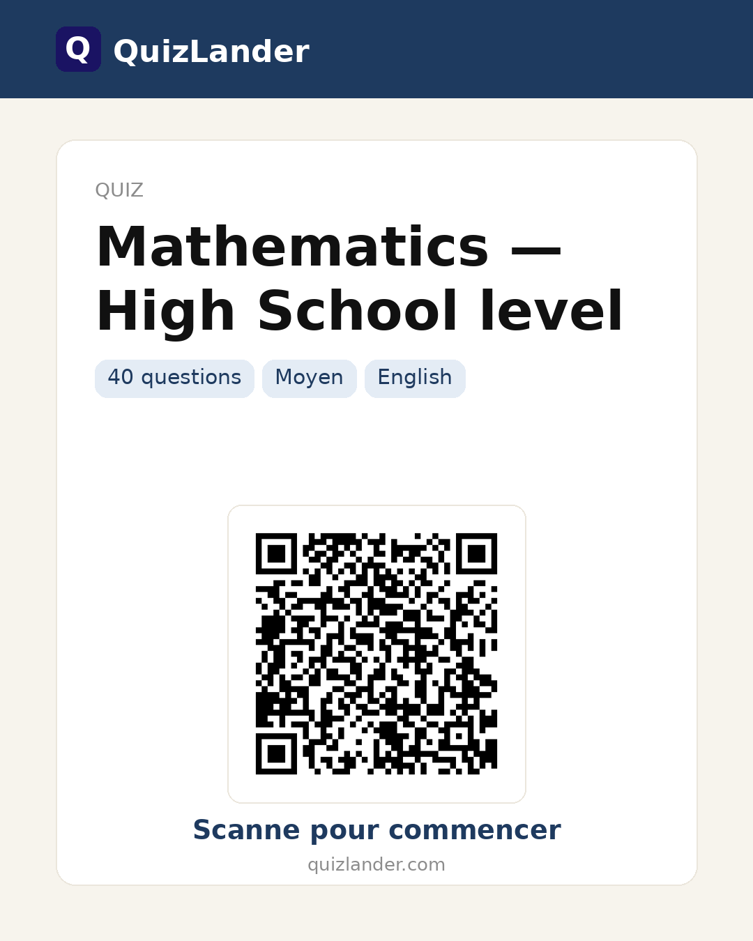 Carte de partage pour Mathematics — High School level