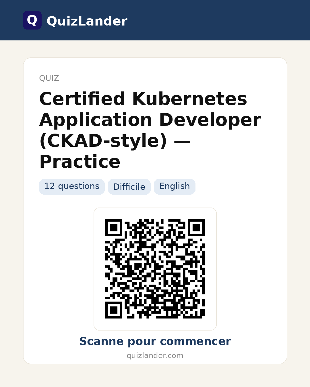 Carte de partage pour Certified Kubernetes Application Developer (CKAD-style) — Practice