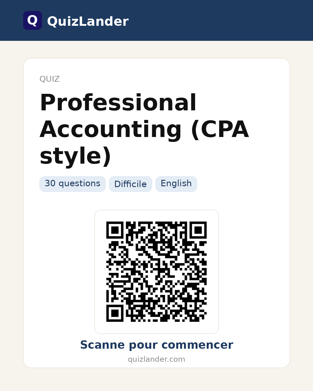 Carte de partage pour Professional Accounting (CPA style)