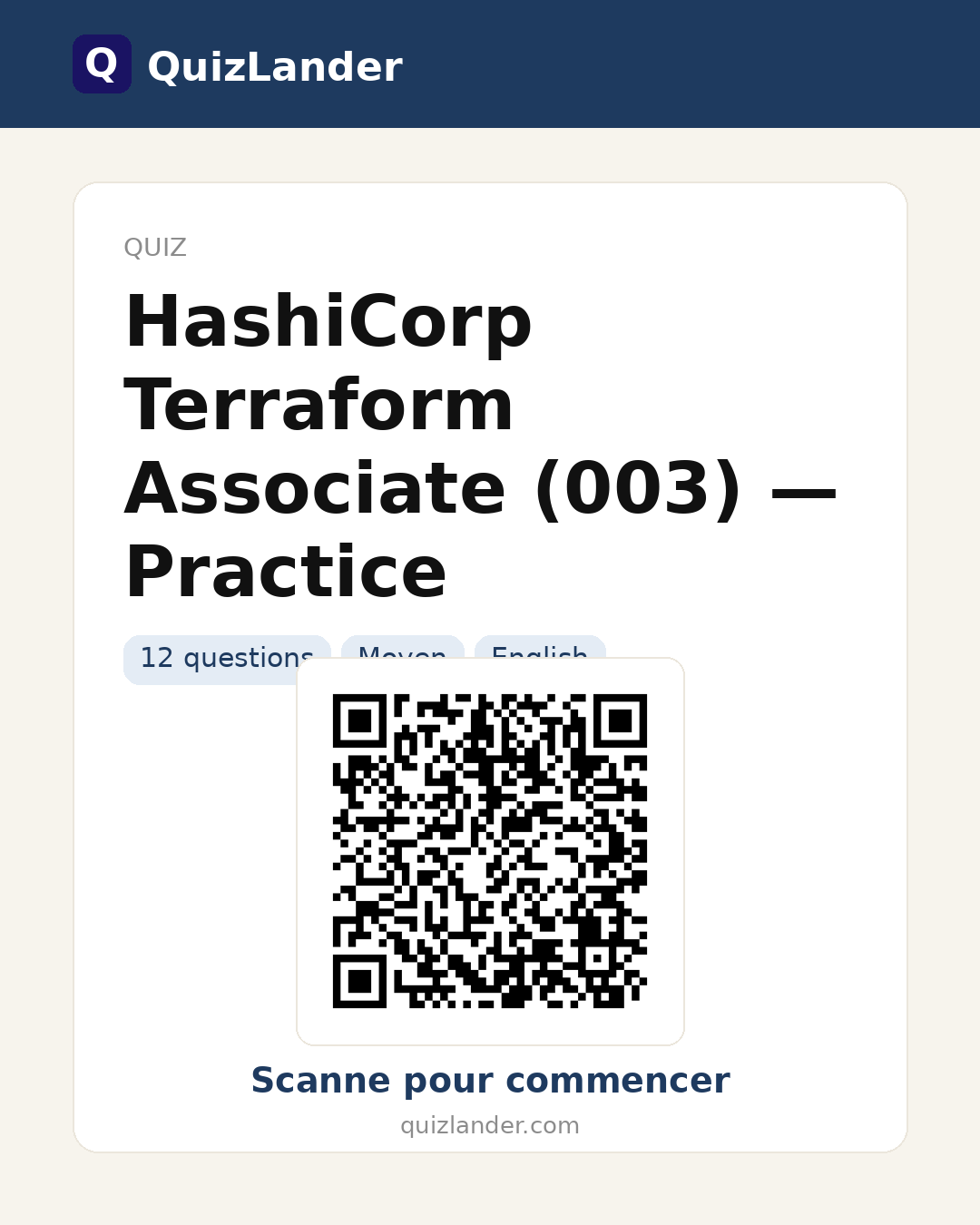 Carte de partage pour HashiCorp Terraform Associate (003) — Practice