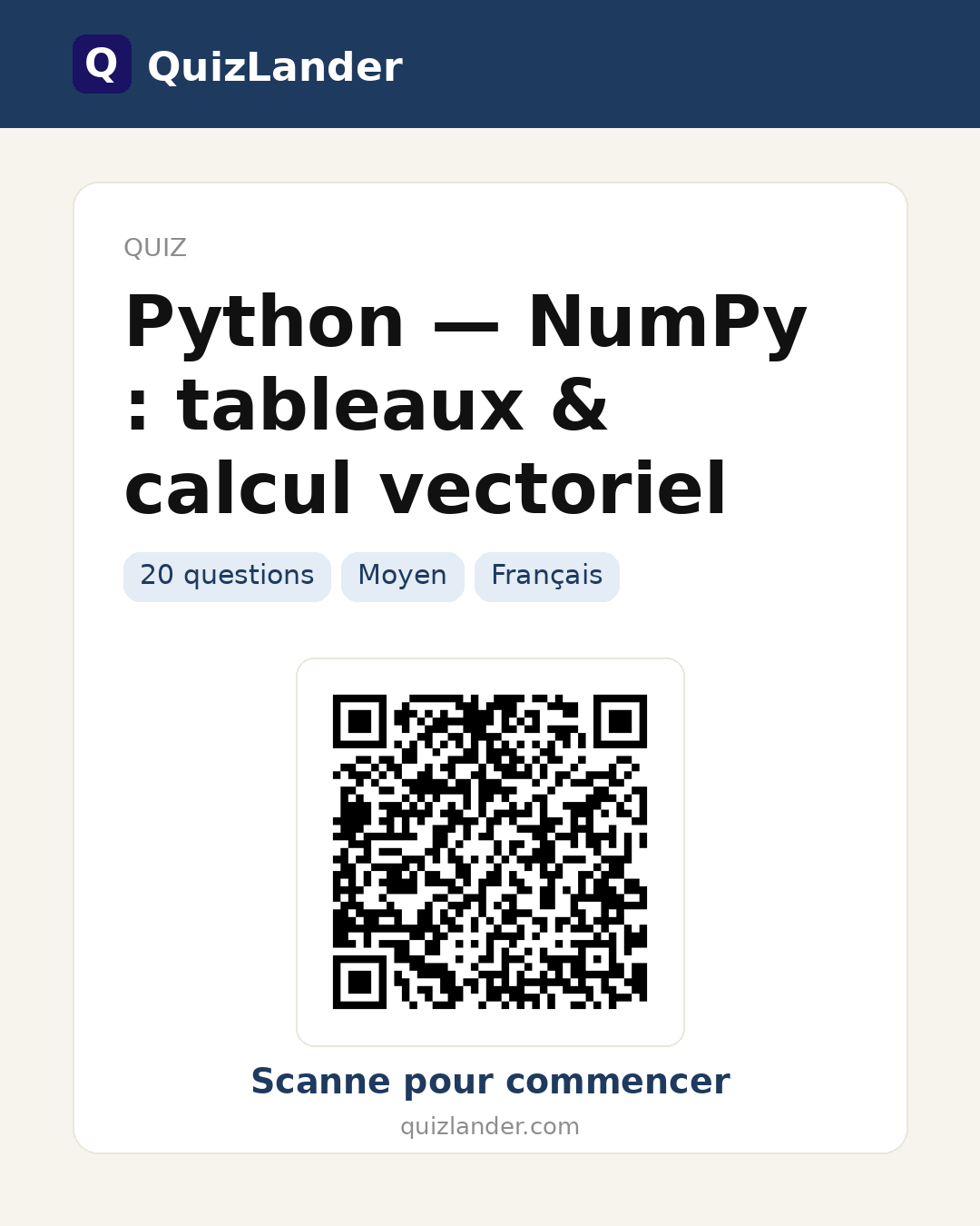 Carte de partage pour Python — NumPy : tableaux & calcul vectoriel
