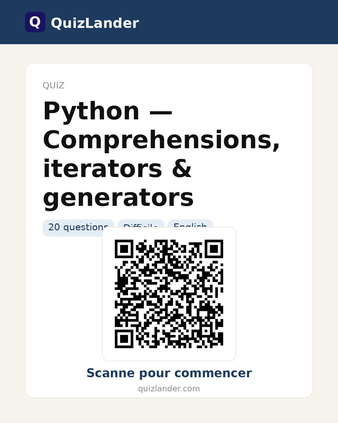 Carte de partage pour Python — Comprehensions, iterators & generators